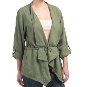 Sanctuary Olive Green Drawcord Cinch Waist Trench Coat Jacket Medium